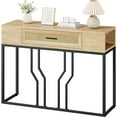 thumbnail image 1 of EastVita Rattan Console Table, Sofa Tables Narrow Entryway Table with Drawer and Storage, 40” Behind Couch Table Hallway Table Wood Boho Desk Home Furniture for Living Room, Foyer, Bedroom, 1 of 7