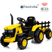 EastVita Ride on Tractor, 12V Ride on Car Kids Electric Vehicle 35W*2 Dual Motors, Remote Control, EVA Tires, LED Lights, Music, USB & Bluetooth Yellow