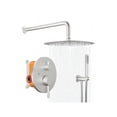 thumbnail image 1 of EastVita Round Shower System. 12 Inch Rainfall Shower Head With Handheld Combo. Wall Mounted Shower System Shower Fixtures With Pressure-Balanced Valve. Matte Black/Brushed Nickel, 1 of 8