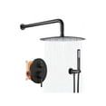 thumbnail image 1 of EastVita Round Shower System. 12 Inch Rainfall Shower Head With Handheld Combo. Wall Mounted Shower System Shower Fixtures With Pressure-Balanced Valve. Matte Black/Brushed Nickel, 1 of 8