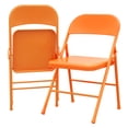 thumbnail image 1 of EastVita Set of 2 Folding Chairs,PU Upholstered Foldable Metal Frame,Portable Beige Folding Chairs,Hold Up to 350 lbs,Orange, 1 of 8