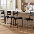 thumbnail image 1 of EastVita Set of 4 Wooden Bar Stools with Faux Leather Upholstery, Back & Footrest, Thick Cushions, Counter Height Bar Stools for Kitchen Island, 1 of 7