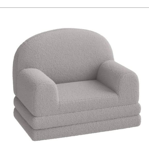 EastVita Sofa Chair, 2-in-1 Convertible Toddler Couch Lounge, Comfy Fold Out Teddy Fleece Fabric Children's Sofa Bed for Playroom, Bedroom