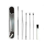 EastVita Stainless Steel Ear Pick Wax Remover Curette Ear Cleaner Spring Double Head Rotating Ear Scoop Set