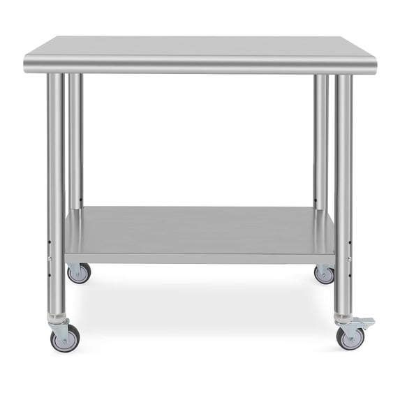 EastVita Stainless Steel Prep Table 36 x 24 Inch NSF Heavy Duty Commercial Kitchen Table with 4 Wheels and Undershelf Outdoor Cooking Table Dining Room Garage Laundry Room