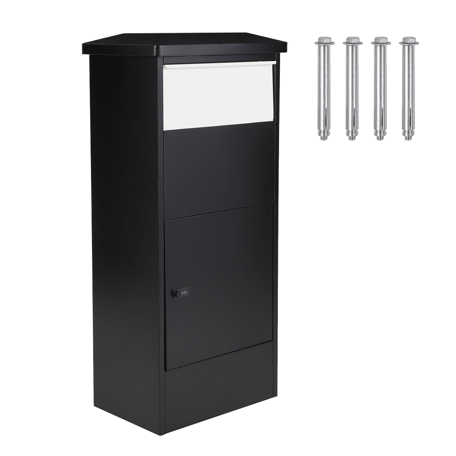 EastVita Steel Anti-Theft Package Delivery Box – 6.4 Cu Ft,Heavy Duty,Weatherproof Mailbox with Combination Lock,Porch & Driveway,Black