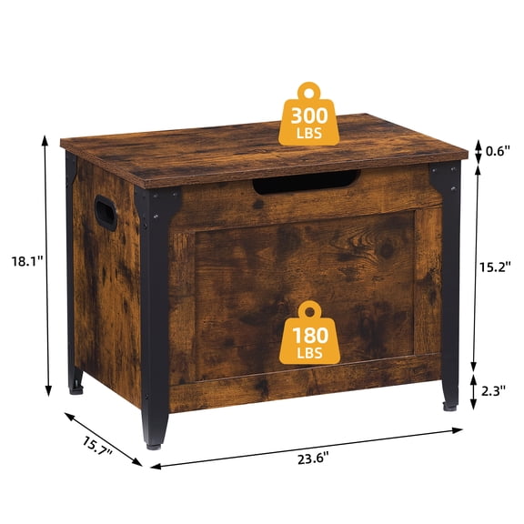 EastVita Storage Chest, Wooden Storage Trunk, Storage Bench with Safety Hinge and Lift-Top