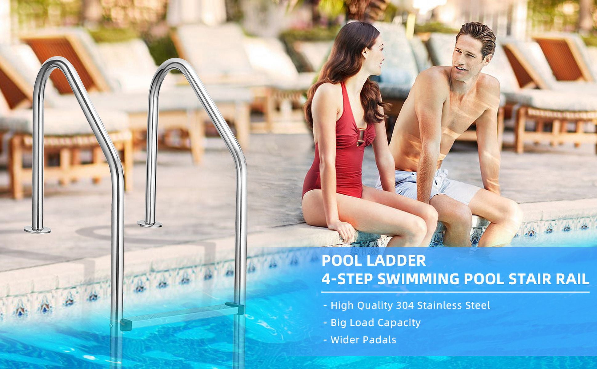 EastVita Swimming Pool Ladder, Stainless Steel Pool Steps for Inground ...