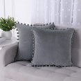 thumbnail image 1 of EastVita Throw Pillow Covers With Pom Poms Pack Of 2 Soft Particles Velvet Pillow Cases Square Decorative Cushion Covers For Couch Bedroom Car Sofa Outdoors, 1 of 8
