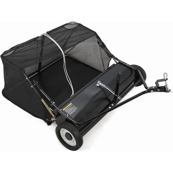 EastVita Tow Behind Lawn Sweeper 48 Inch, Large Capacity Heavy Duty Leaf & Grass Collector with Adjustable Sweeping Height, Dumping Rope Design for Picking Up Debris and Grass