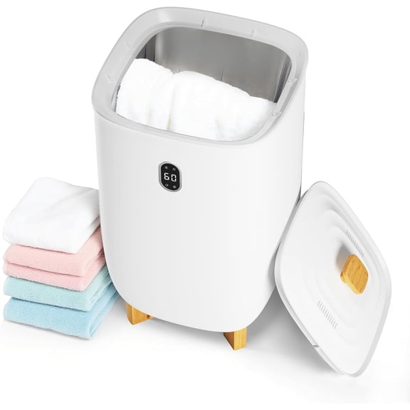 EastVita Towel Warmer for Bathroom 35L Large Towel Warmers Bucket with 2 Heating Modes LCD Screen 20 40 60 90 Min Auto Shut Off Fits Blankets Bathrobes Ideal Gift for Family White