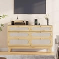 thumbnail image 1 of EastVita Wooden 6 Rattan Drawer Dresser with USB Ports and Outlets Chests of Drawers Storage for Bedroom Living Room Hallway Bedside Dining Room, 1 of 7
