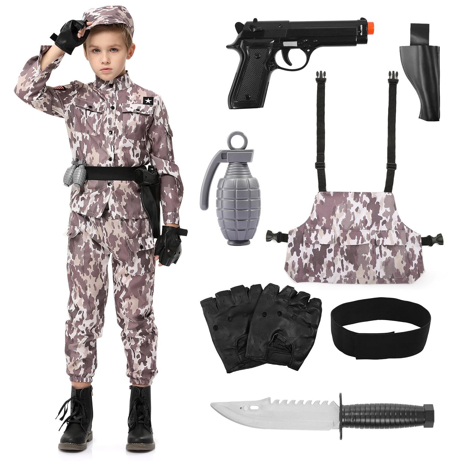 Kids Halloween Costume Kids Camo Costume Army Combat Uniform