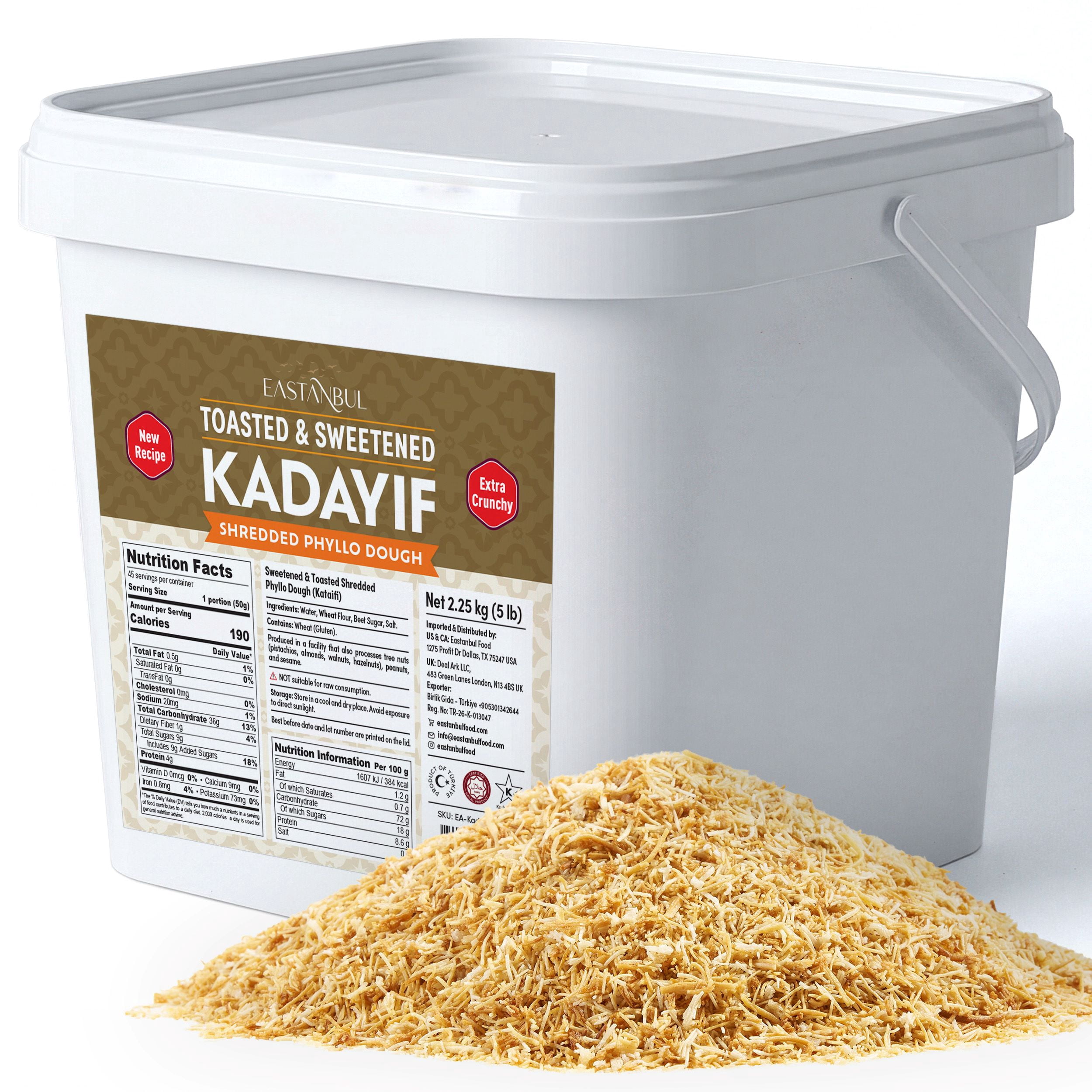 Eastanbul Baked Kataifi, Extra Crunchy, Sweetened with Sugar Syrup, Baked Kadayif for Dubai Chocolate, Roasted Kadayif, New Recipe Toasted Katifi, Katafi̇, Knafeh, Kosher by Star-K, Halal, 5lb