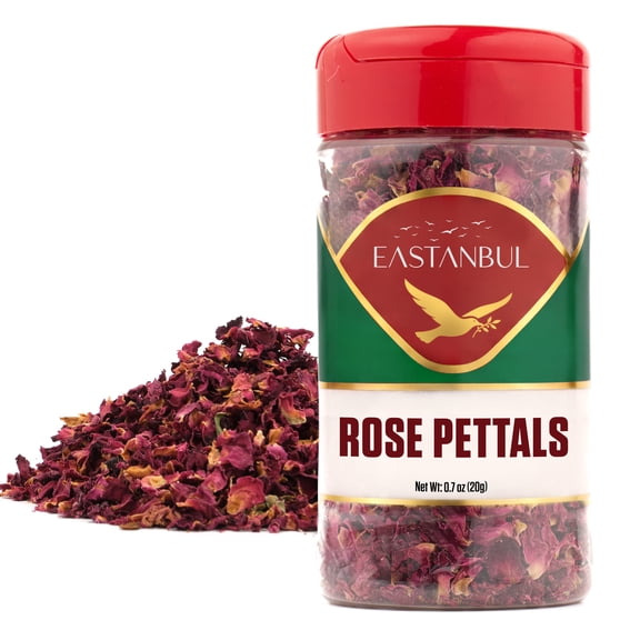 Eastanbul Dried Rose Petals, Edible Rose Petals, Natural, Vegan, 0.71oz