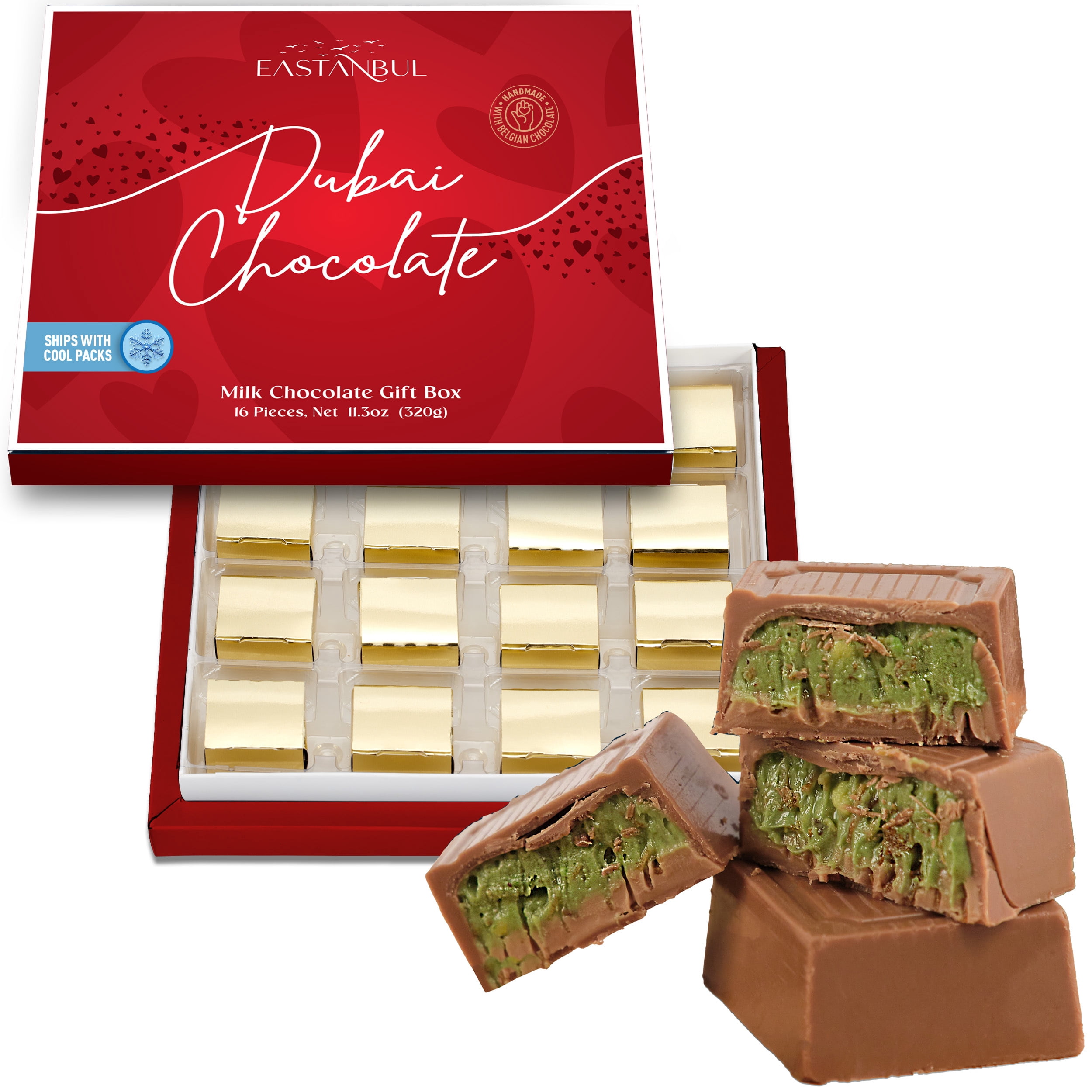 Eastanbul Premium Dubai Chocolate Bar Pistachio,Valentines Day Gifts,11.3oz