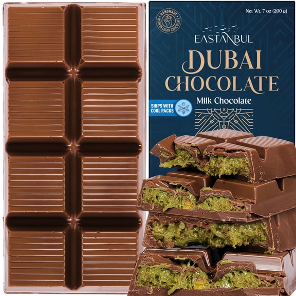 Eastanbul Premium Dubai Chocolate Bar Pistachio, Viral Candy, Knafeh, 7oz