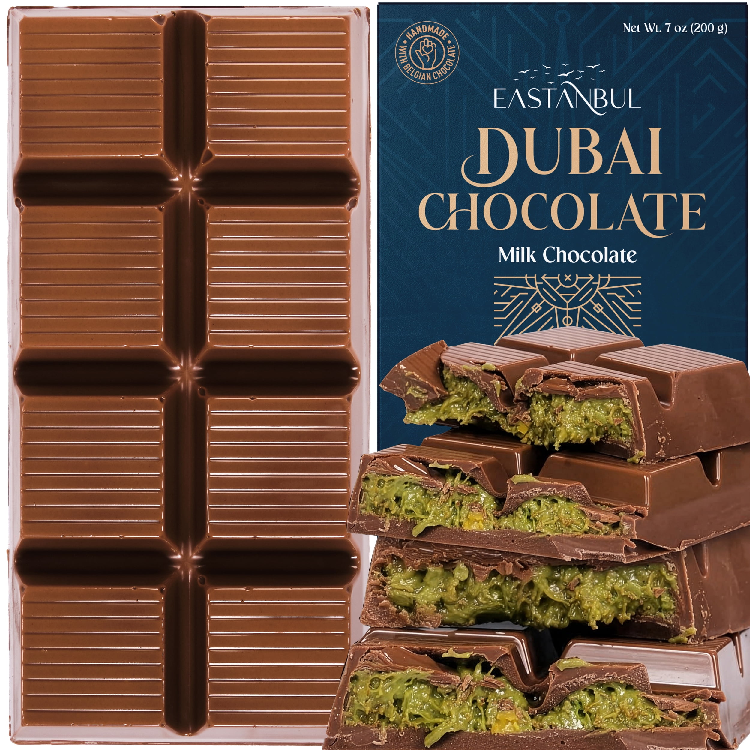 Eastanbul Dubai Chocolate Bar Pistachio, Kunafa, 7oz, Halal
