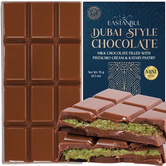 Eastanbul Dubai Chocolate, Mini Milk Dubai Chocolate Bar Pistachio, 2.5oz