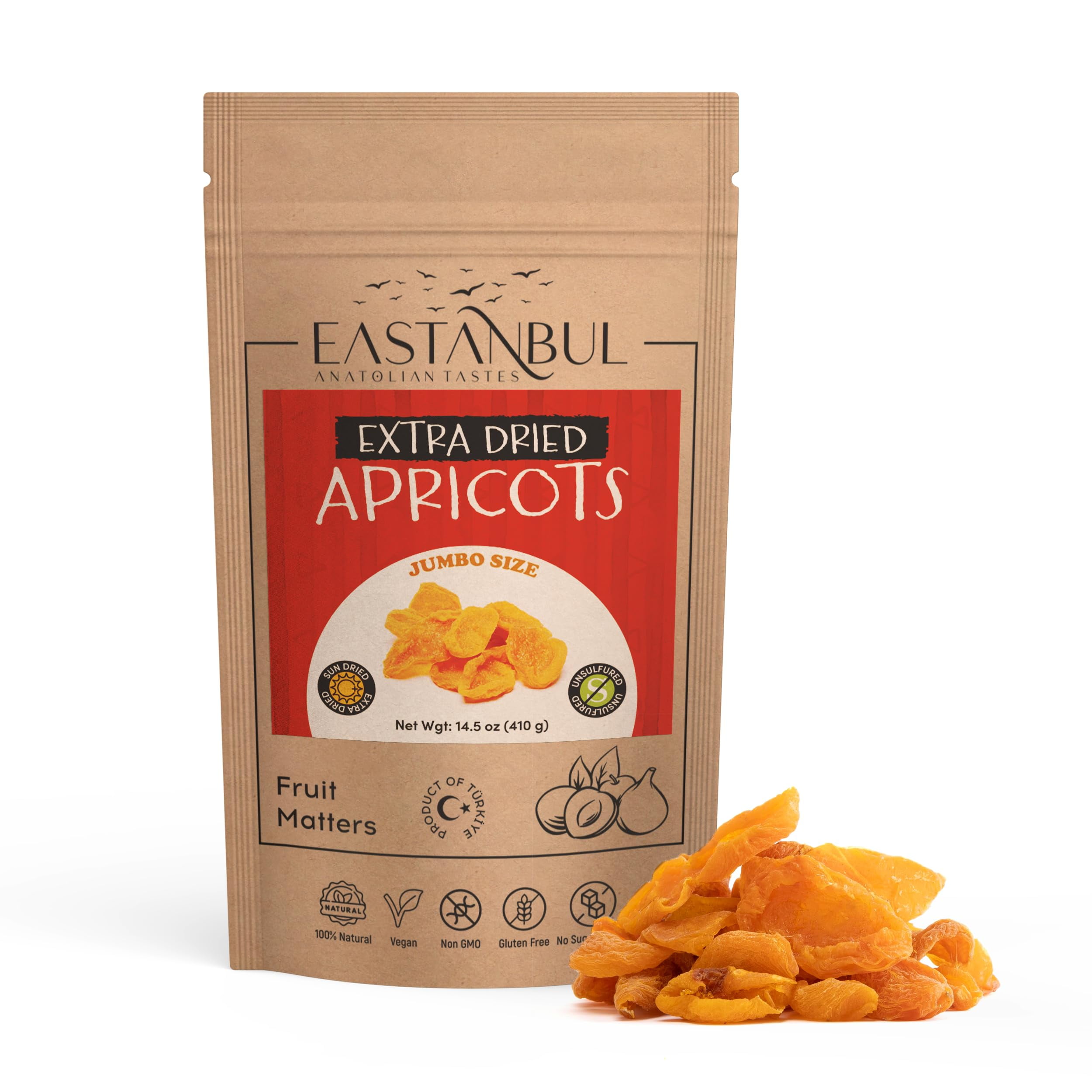 Eastanbul Extra Dried Apricot TMA3 Jerky Sun Dried Apricots 14.5oz, All