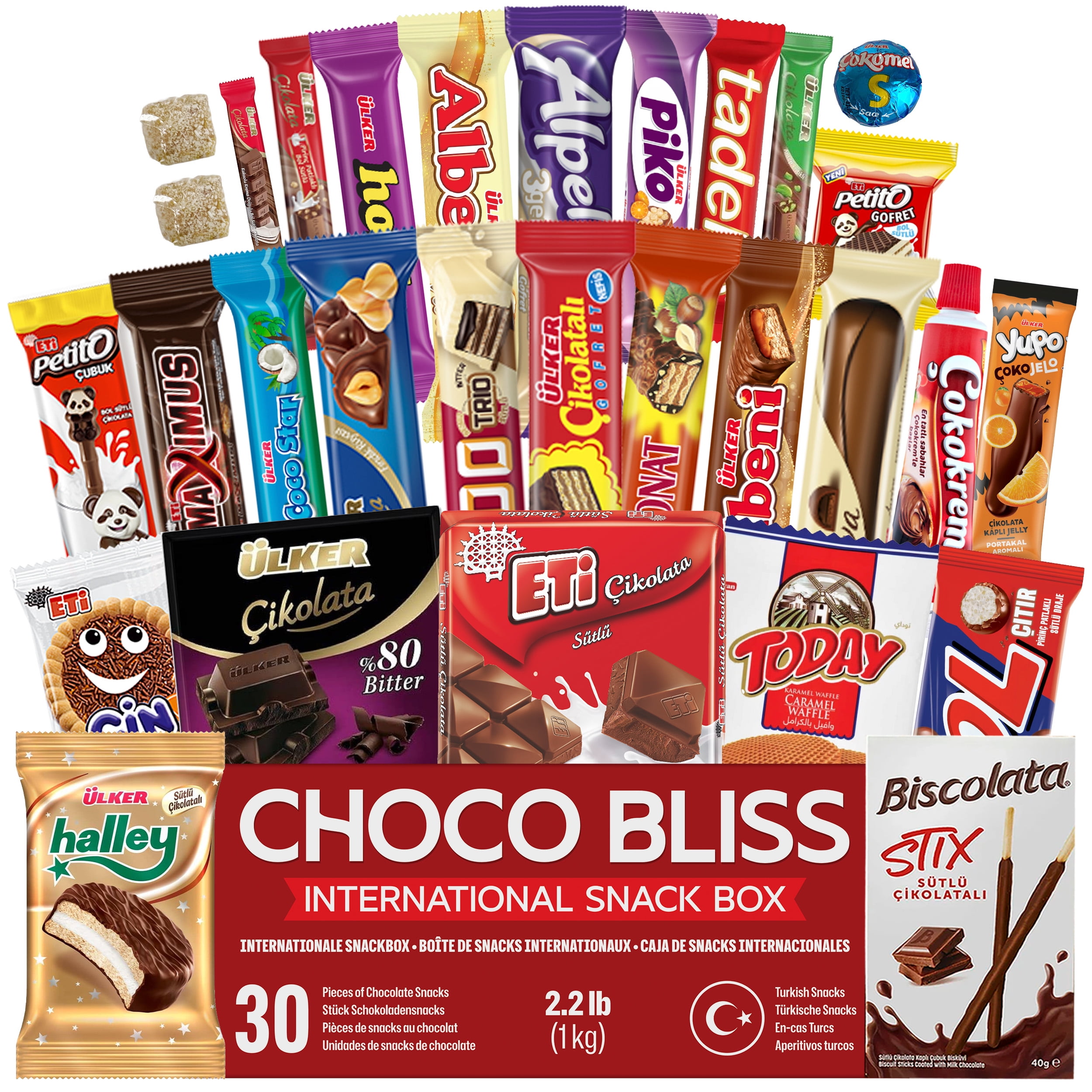 Eastanbul International Snack Box, 30 Chocolate Assortment Bars, Exotic Candy