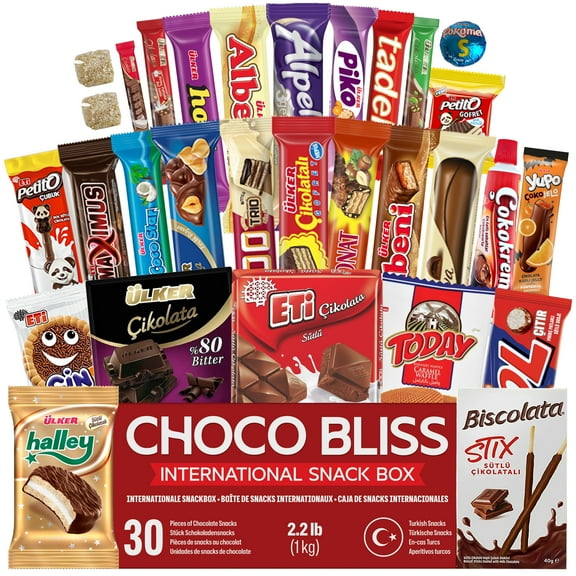 Eastanbul International Snack Box, 30 Chocolate Assortment Bars, Exotic Candy