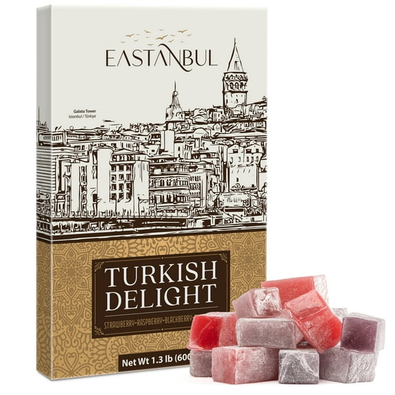 Eastanbul Turkish Delight Candy w/ 4 Forest Berries Flavors, Lokum, 21.2 oz