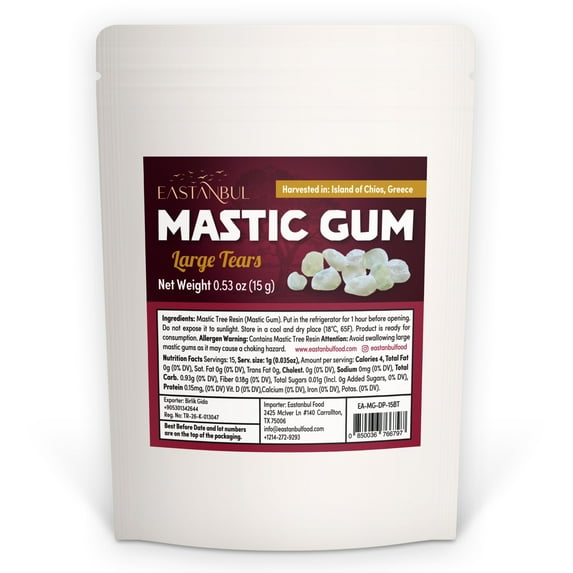 Eastanbul Mastic Gum Chewing Gum, Large Sized Natural Tears of Chios 0.53oz