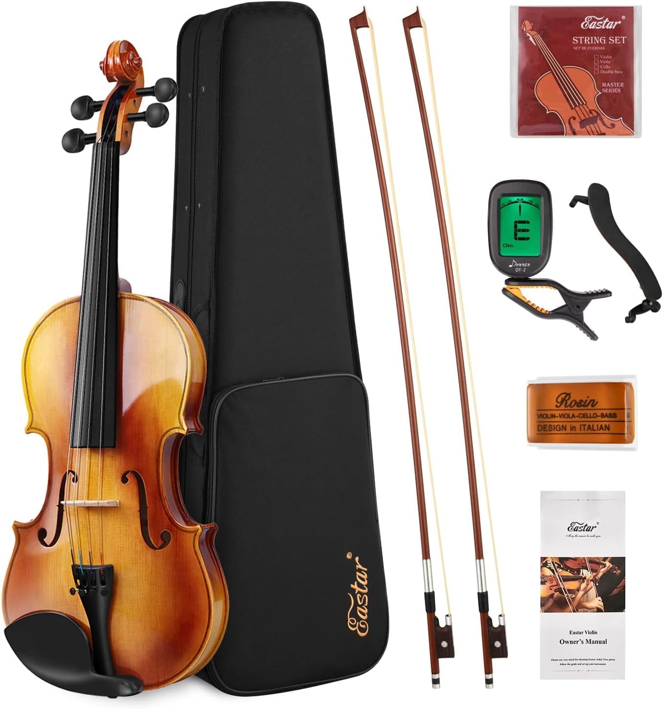 Eastar 4/4 Full Size Violin Kit EVA-330, Handmade 