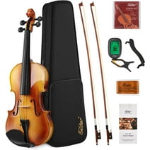 Eastar 4/4 Violin Set for Adults Solidwood Full Size Fiddle with Hard Case, Shoulder Rest, Rosin, Two Bows, Clip-on Tuner and Extra Strings, EVA-330