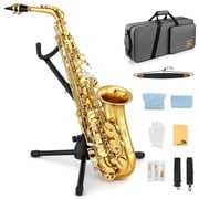 Eastar New Upgraded E Flat Alto Saxophone Gold Lacquer Full Kit with Stand   for Student Beginners, Ideal for School Bands & Orchestras AS-II