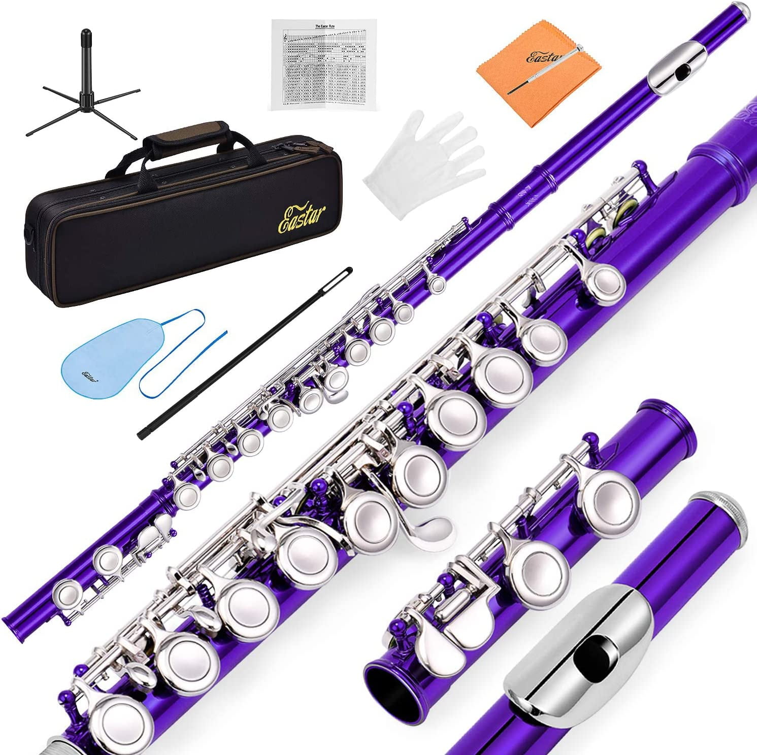 Eastar 16 Key C Flutes for Beginners, Sky Blue, with Stand Eastar 16 Key C Flutes for Beginners, Sky Blue, with Stand