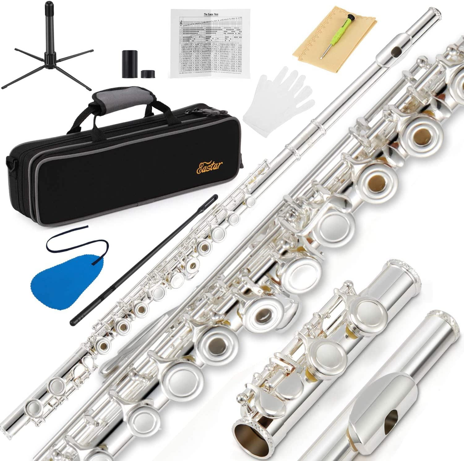 Eastar 16 Key C Flutes for Beginners, Sky Blue, with Stand Eastar 16 Key C Flutes for Beginners, Sky Blue, with Stand