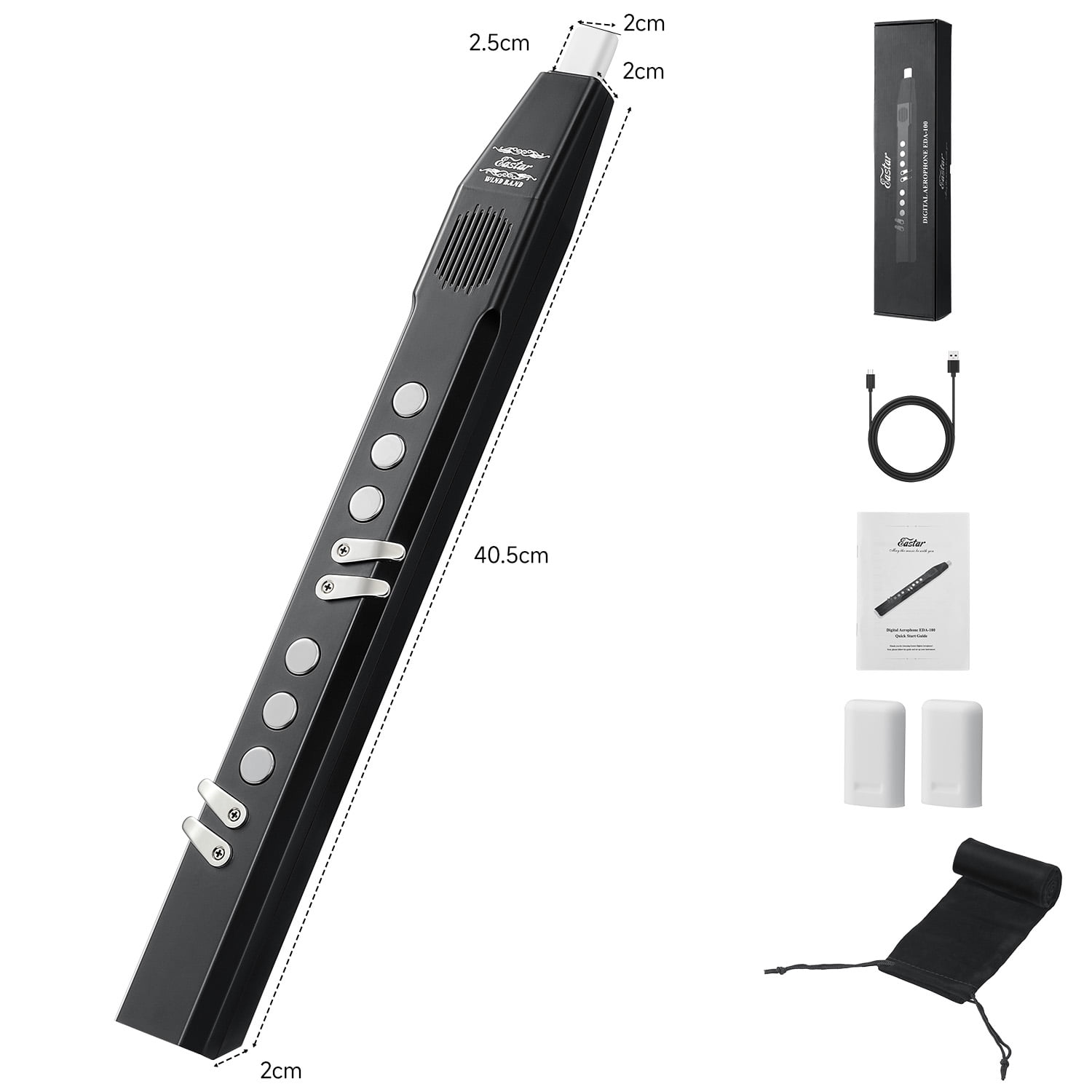 Eastar EDA-100 Digital Woodwind Electronic Saxophone Kit Portable Electronic Wind Instrument for Beginners & Players