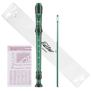 Eastar ERS-1GG German Fingering Soprano Recorder, Key of C 3-Piece 8-Hole Transparent Resin Recorder for Kids Beginners & Students, School Music Class, with Fingering Chart & Cleaning Rod Green