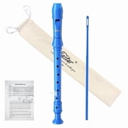 Eastar ERS-1GG German Fingering Soprano Recorder, Key of C 3-Piece 8-Hole Transparent Resin Recorder for Kids Beginners & Students, School Music Class, with Fingering Chart & Cleaning Rod Blue