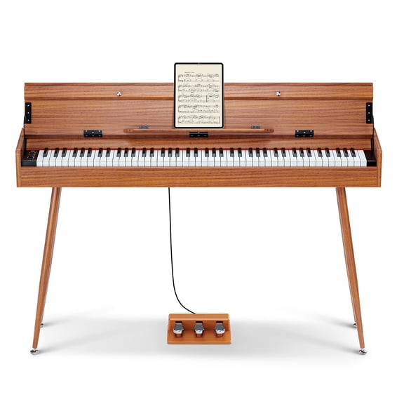 Eastar EUP-100 88-Key Weighted Hammer Action Digital Piano Home Set for Beginners, 3 Pedals, Headphones & Cover, Bluetooth & USB MIDI, 13 Voices, 128 Rhythms, Retro Wood