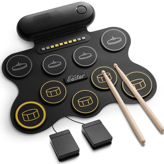 Eastar Drum Toys for Kids Electric Drum Drum Pad Roll up, Musical Instrument Christmas Birthday Gift for Boys Girls
