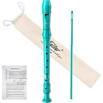 Eastar Soprano Recorder Descant German Style Key of C for Kids with Thumb Rest Fingering Chart Cleaning Rod Cotton Bag, Sky Blue ERS-21GSB ABS