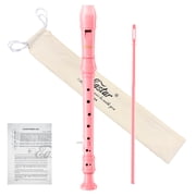 Eastar Soprano Recorder German Style Key of C with Thumb Rest Fingering Chart Cleaning Rod Cotton Bag Pink ERS-21GP ABS