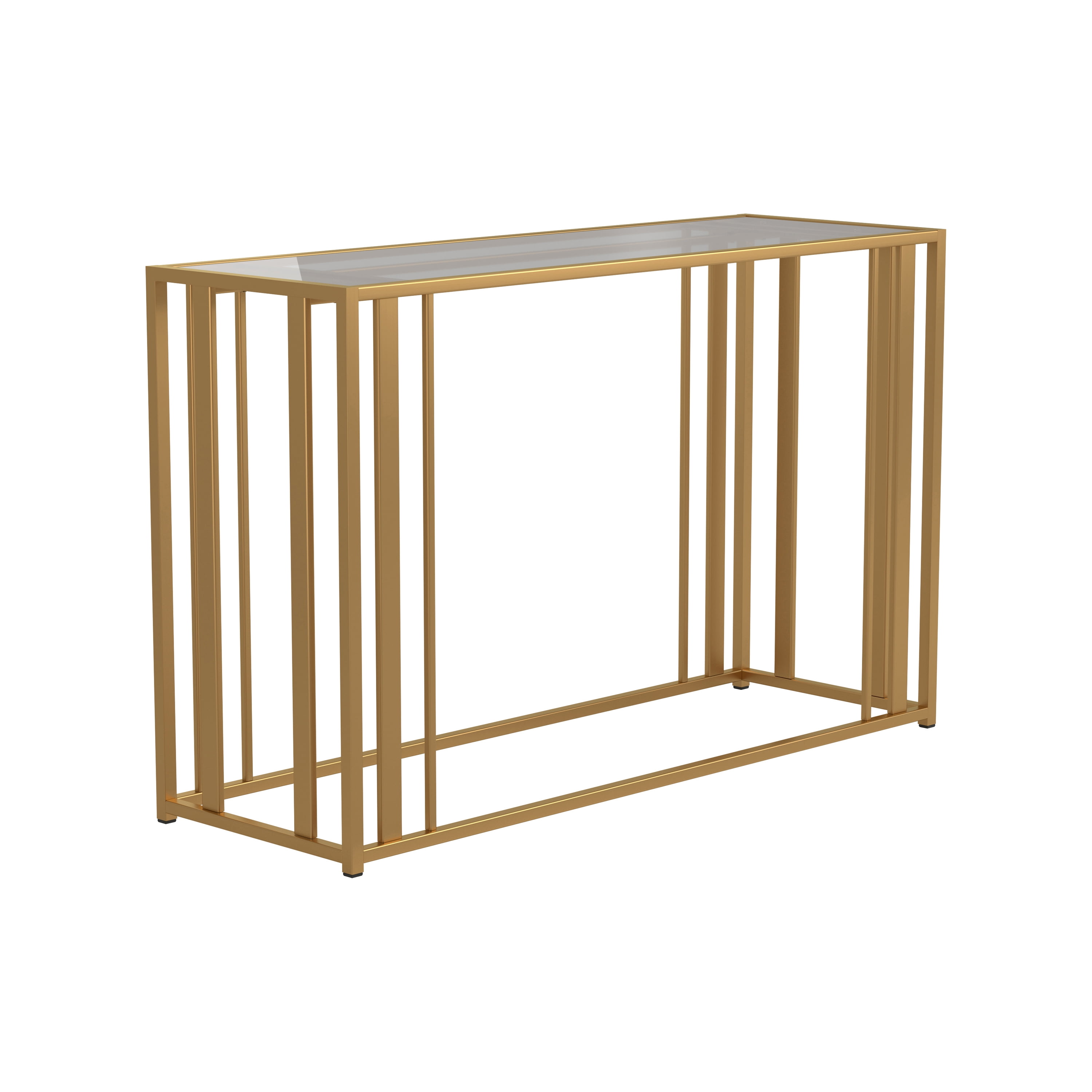 Adri Matte Brass 47.25'' Rectangular Glass Console Table