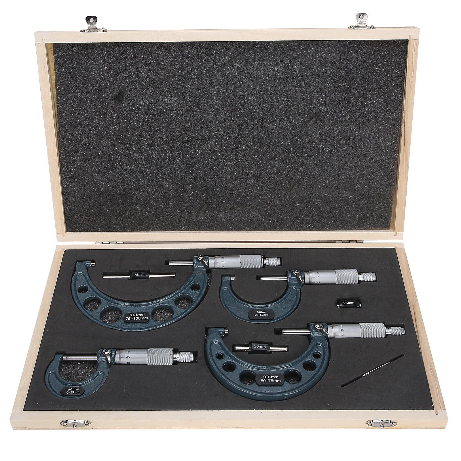 Eastbuy High Precision Outside Micrometer Set 0-100mm, 0.01mm Accuracy ...