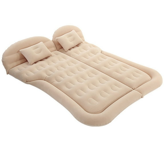 Eastbuy Inflatable Car Air Mattress, SUV Travel Camping Bed with 6 Air Chambers, Waterproof Flocking Fabric, Beige
