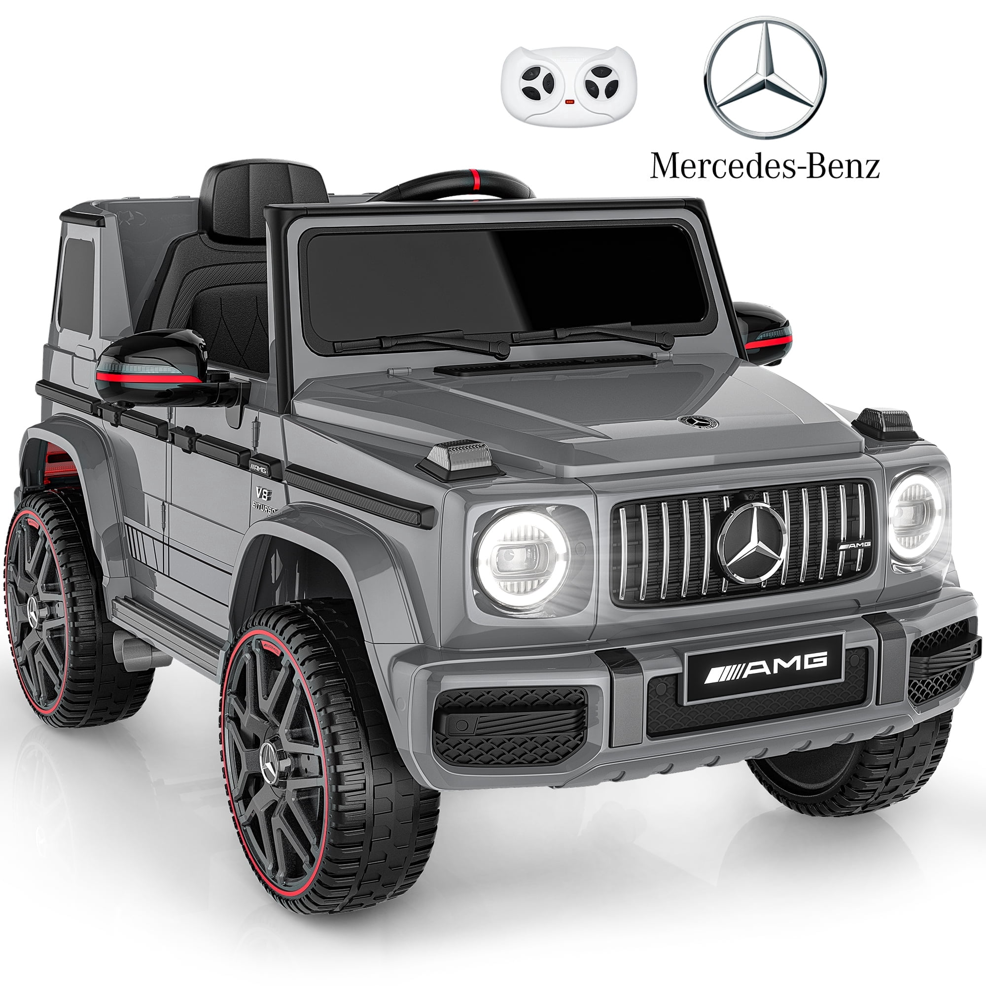 East doll 12V Power Ride on Toys for Toddlers, Kid Electric Car, G63 G Wagon Licensed Mercedes-Benz with Remote Controls, Aged 2-4Y,Gray