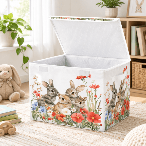 Easter 1 Collapsible Storage Baskets with Lids, Oxford Cloth Organizer Bins