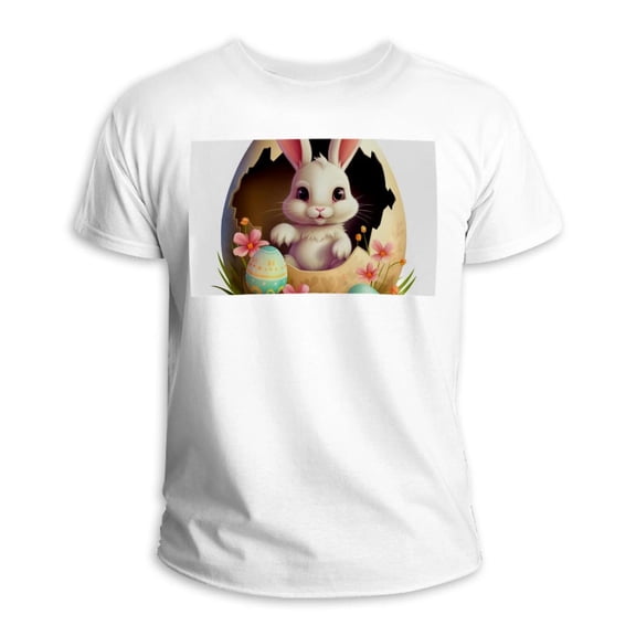 Easter 100% Cotton White T-Shirt | Classic Comfortable Men's Tee | Short Sleeve Casual Shirt | Breathable Lightweight Summer Top | Basic Solid Color Crewneck Blouse