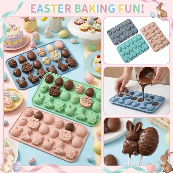 Easter 18-Cavity Silicone Cake Mold, Cartoon Animal Spherical Shape for Chocolate, Resin, DIY Baking, Pink