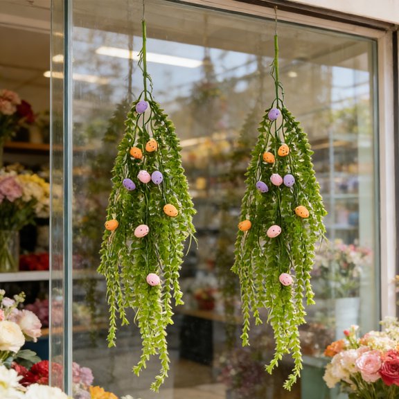 Easter Wreaths 1Pc Dandelion And Vine Wall Hanging A, Natural Fiber Easter Egg Garland For Easter Home Decor, Rustic Easter Spring Wreath Alternative For Easter Wall Display