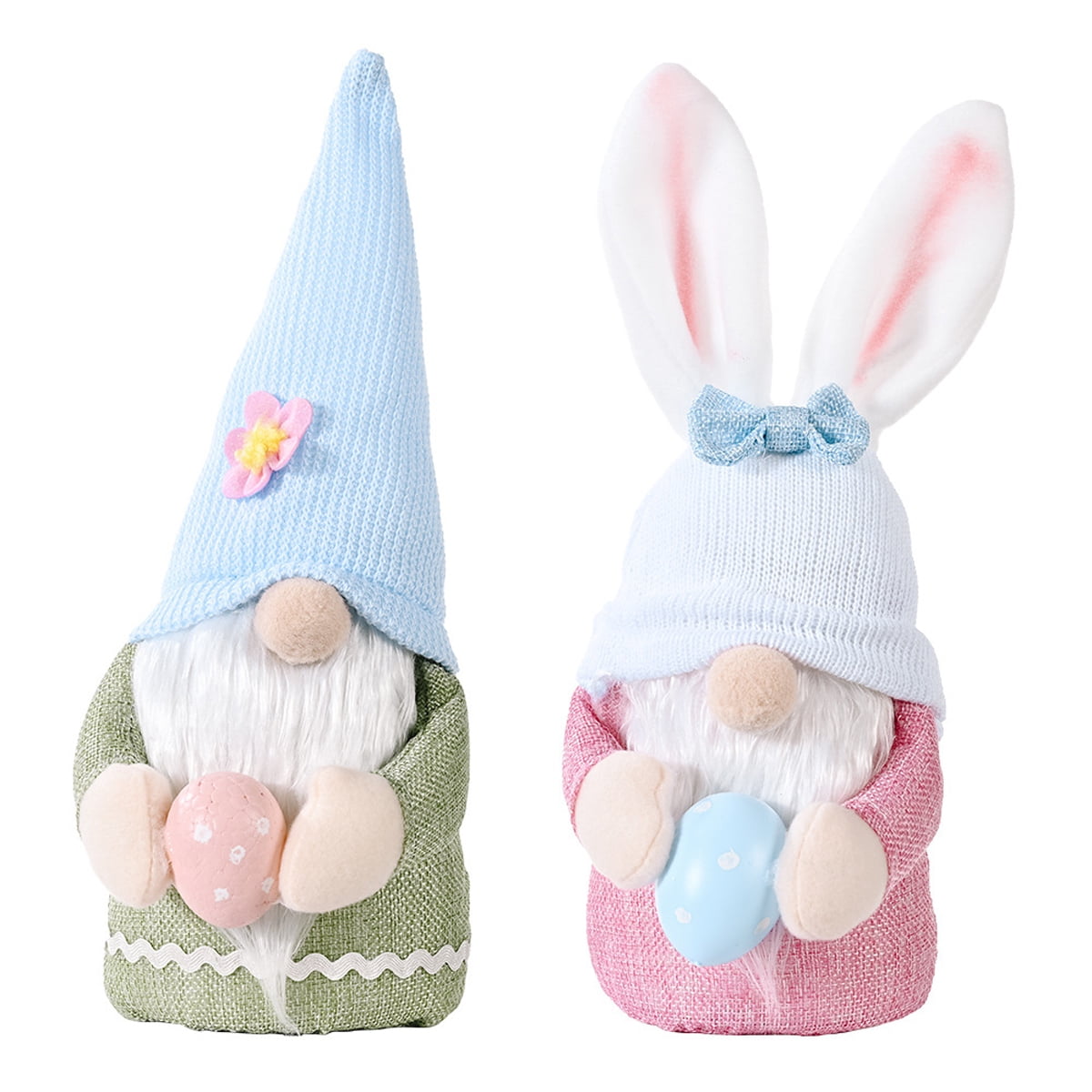 Easter 2 Piece Easter Bunny Decorations for Home Plush Doll Ornaments with Easter EggSpring Decoration Ideal Easter Gifts For Kids \u0026 Adults 11.8-Inch Size