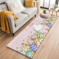 thumbnail image 1 of Easter 2'x6' Runner Rug, Country Rabbit Feet Eggs Leaves Pink Wooden Grain Washable Non-Slip Area Rugs for Hallway Kitchen Floor Bedroom Entryway, StainResistant Laundry Carpet Decoration Indoor Mat, 1 of 9